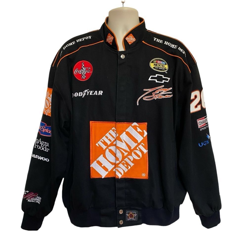Vintage Chase Authentics Tony Stewart No. 20 Home Depot NASCAR Bomber Jacket XL - Picture 2 of 16